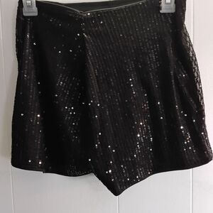 Black Sequin Mini Skirt